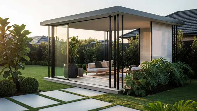 Ilustrasi gazebo minimalis modern untuk artikel 7 Gazebo Minimalis Modern untuk Taman Rumah Kekinian