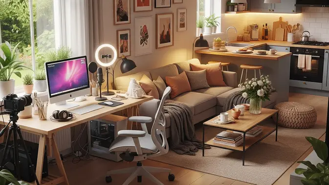 Ilustrasi rumah untuk content creator untuk artikel 7 Tipe Rumah untuk Content Creator dan Freelancer