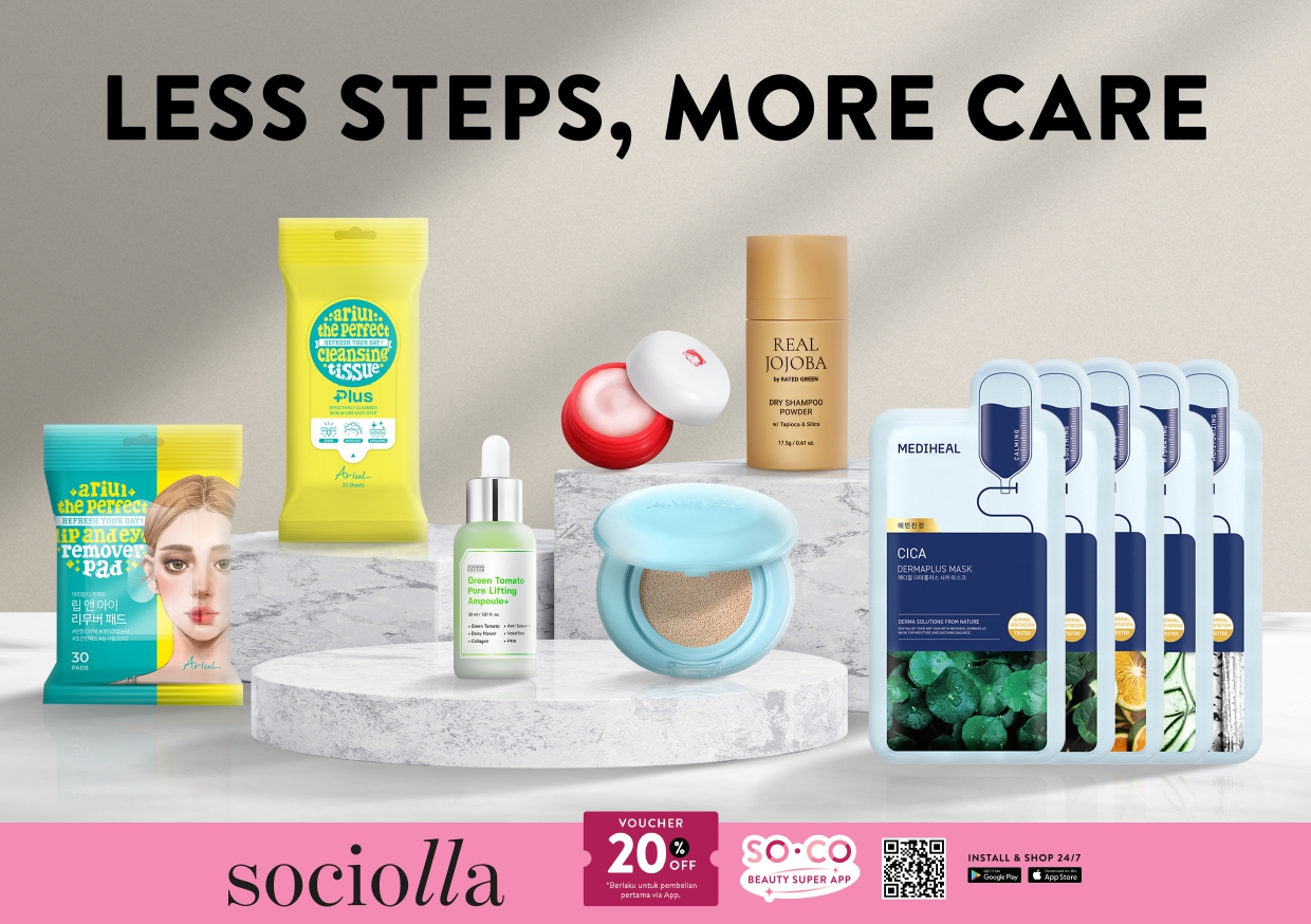 Ilustrasi less steps more care untuk artikel Less steps more care: Sociolla Rilis Konsep "Less Steps, More…