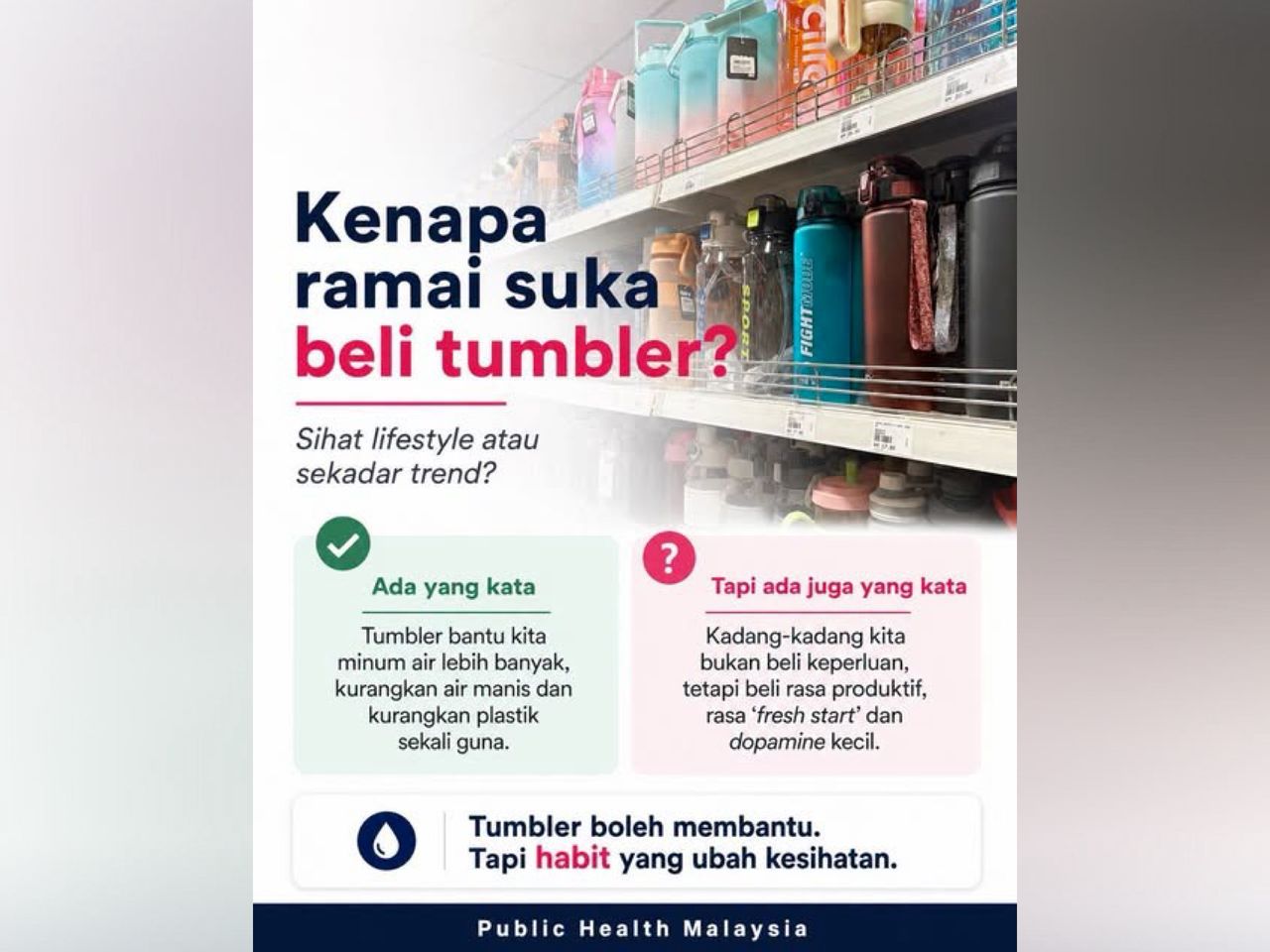 Ilustrasi tabiat beli tumbler untuk artikel Helah tumbler cantik: Tabiat beli tumbler berulang