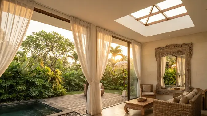 Ilustrasi vila bali untuk artikel 12 Elemen Rumah untuk Suasana Vila Bali di Hunian Minimalis