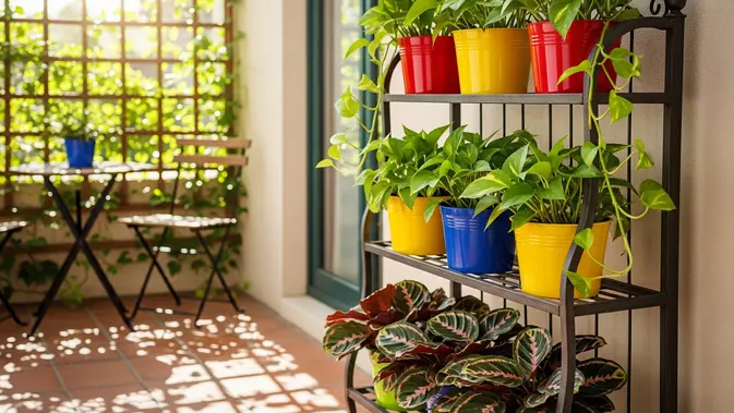 Ilustrasi warna pot untuk artikel 8 Warna Pot yang Membuat Kebun Terlihat Lebih Rapi dan Estetis