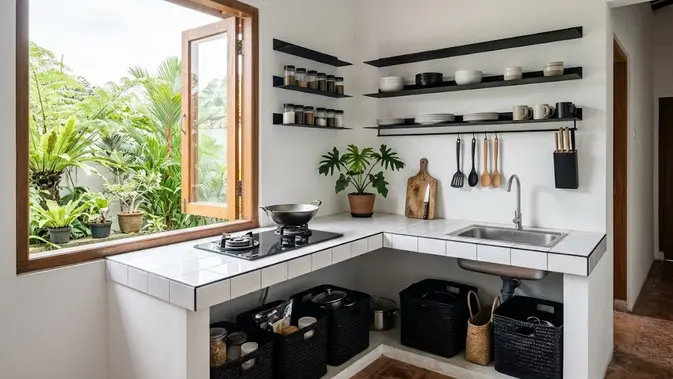 Ilustrasi dapur minimalis 3x2 untuk artikel Dapur Minimalis 3x2 Tanpa Kitchen Set Mahal: Hemat dan Cantik
