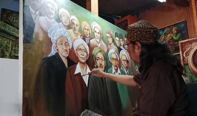 Ilustrasi lukisan pendiri nu untuk artikel Cak Luk Hidupkan Jejak Lewat Lukisan Pendiri NU